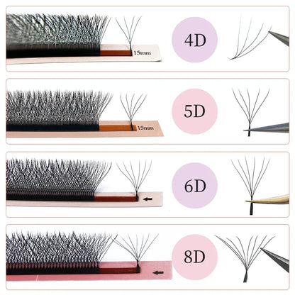 Color: DEEP BLUE, Curl: D, Thickness: 0.07mm, Length: 8mm, Ships From: CHINA - Goddess 3D/4D/5D/6D/7D/8D W Shape lashes 4D Premade Fan Lash Extensions 0.07 C/D Curl Natural Soft High Quality Idividual Lashes